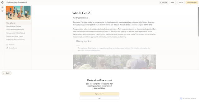 Security scan screenshot of https://oboe.com/learn/understanding-generation-z-3cpqbf/who-is-gen-z-understanding-generation-z-0