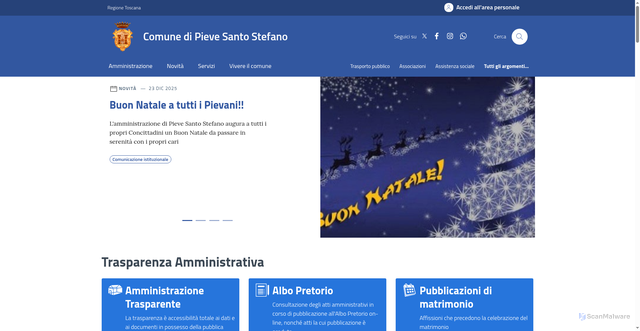 Security scan screenshot of https://comune.pievesantostefano.ar.it/