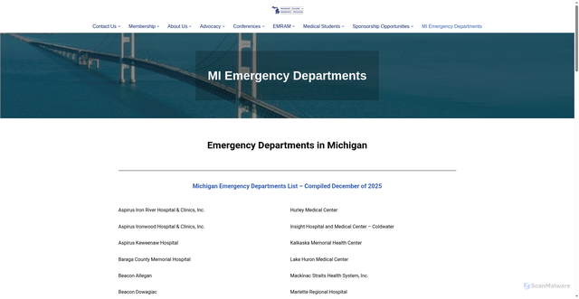 Security scan screenshot of https://www.mcep.org/mi-emergency-departments/