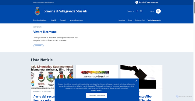Security scan screenshot of https://comune.villagrandestrisaili.og.it/