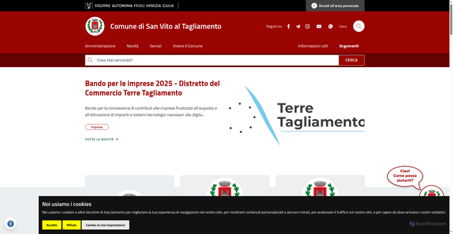 Security scan screenshot of https://www.comune.san-vito-al-tagliamento.pn.it/