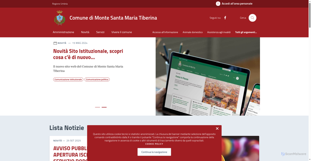 Security scan screenshot of https://comune.montesantamariatiberina.pg.it/