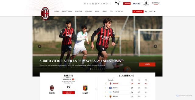 Security scan screenshot of https://acmilan.com