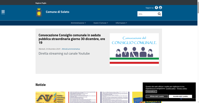 Security scan screenshot of https://www.comune.soleto.le.it/