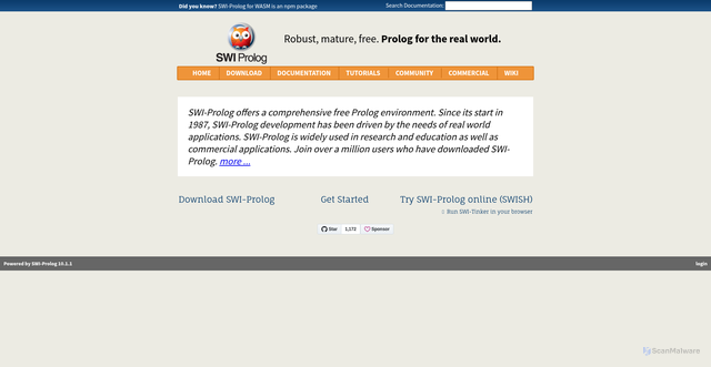 Security scan screenshot of https://swi-prolog.org