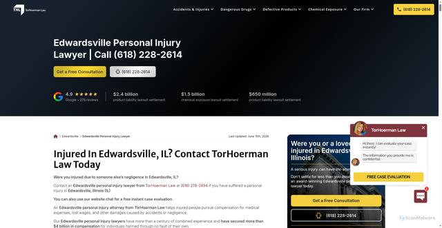 Security scan screenshot of https://www.torhoermanlaw.com/edwardsville-personal-injury-lawyer/
