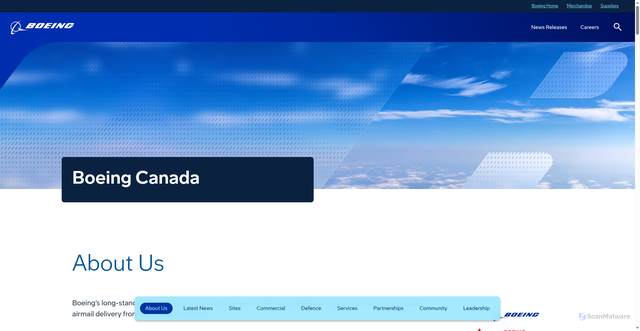 Security scan screenshot of https://www.boeing.ca/