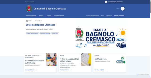Security scan screenshot of https://www.comune.bagnolocremasco.cr.it