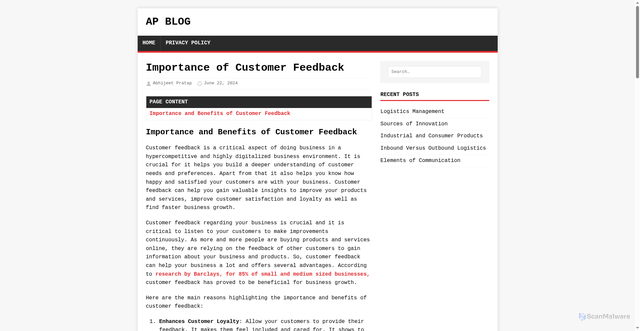 Security scan screenshot of https://abhijeetpratap.pages.dev/importance-of-customer-feedback/
