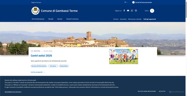 Security scan screenshot of https://www.comune.gambassi-terme.fi.it