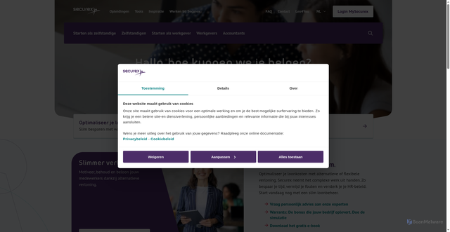 Security scan screenshot of https://www.securex.be