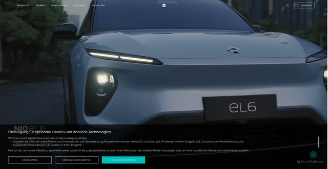 Security scan screenshot of https://www.nio.com/