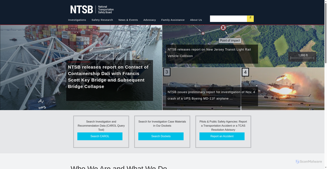 Security scan screenshot of https://www.ntsb.gov/Pages/home.aspx