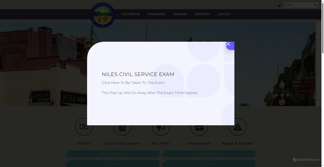 Security scan screenshot of https://thecityofniles.com/