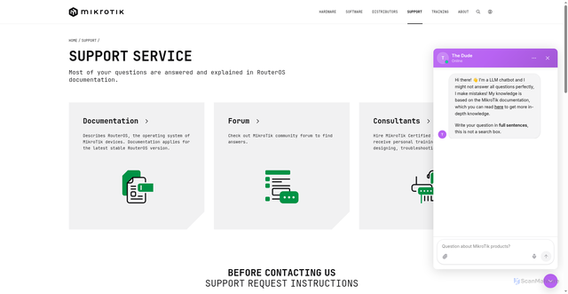 Security scan screenshot of https://help.mikrotik.com