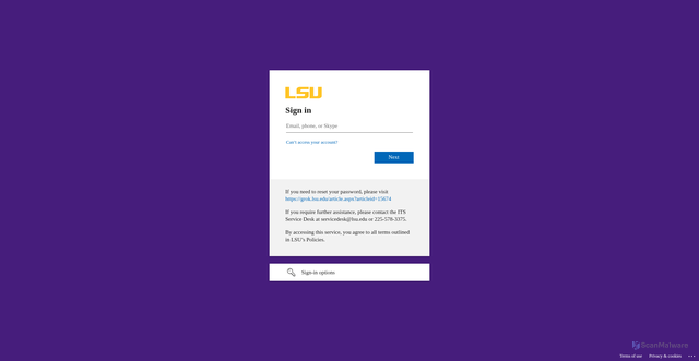Security scan screenshot of https://lsumail2-my.sharepoint.com