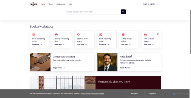 Security scan screenshot of https://www.myregus.com