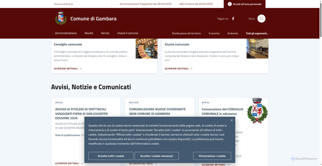 Security scan screenshot of https://www.comune.gambara.bs.it/