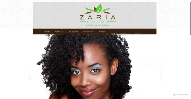 Security scan screenshot of http://zariasalon.com/Services.html