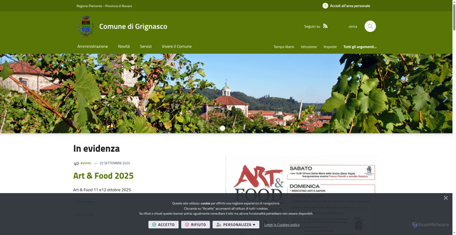 Security scan screenshot of https://www.comune.grignasco.no.it/it-it/home
