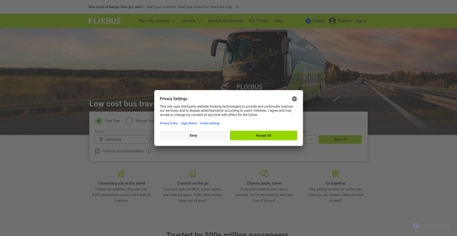 Security scan screenshot of https://global.flixbus.com