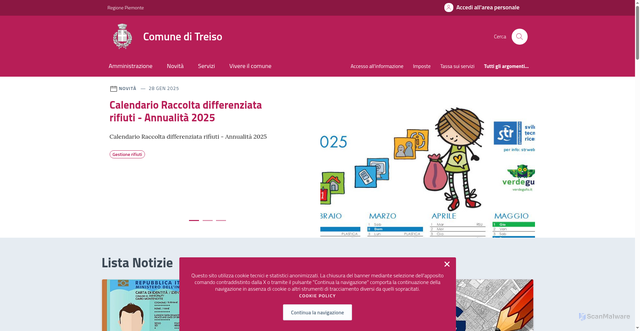 Security scan screenshot of https://comune.treiso.cn.it/
