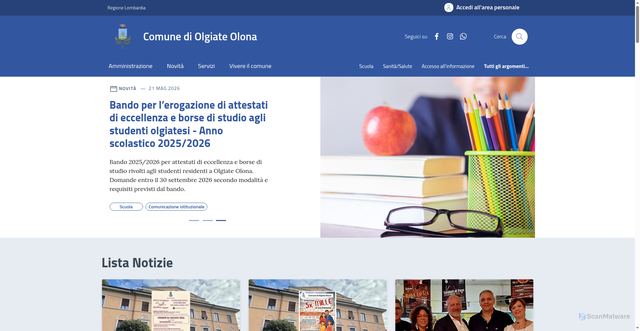 Security scan screenshot of https://www.comuneolgiateolona.it