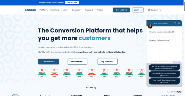 Security scan screenshot of https://leadoo.com