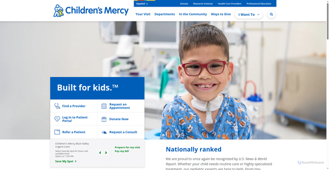 Security scan screenshot of https://childrensmercy.org