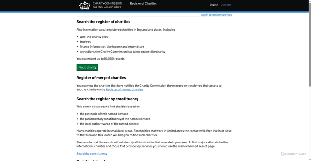 Security scan screenshot of https://register-of-charities.charitycommission.gov.uk