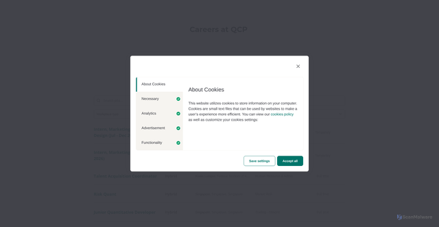 Security scan screenshot of https://qcp-group.workable.com