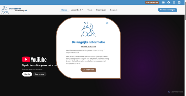 Security scan screenshot of https://www.dancesportacademy.nl