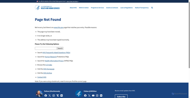 Security scan screenshot of https://www.hhs.gov/visforvaccinated/index.html