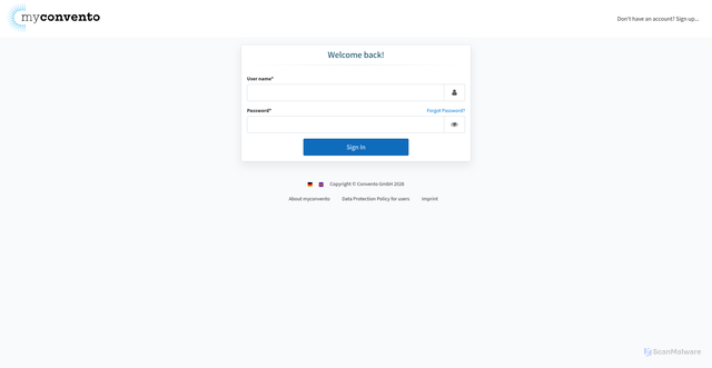 Security scan screenshot of https://myconvento.com