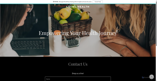 Security scan screenshot of http://livinghealthlabs.com/