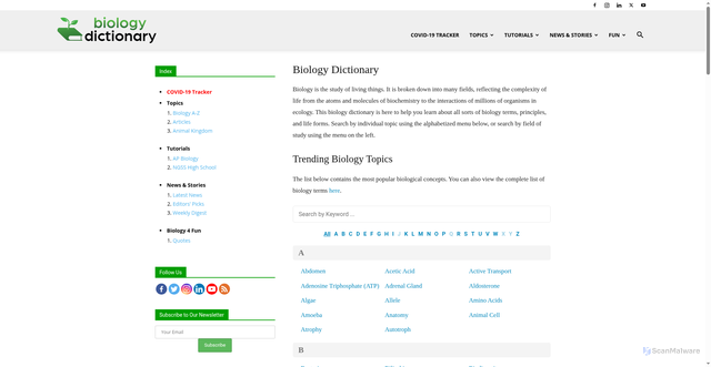 Security scan screenshot of https://biologydictionary.net