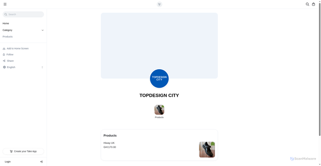 Security scan screenshot of https://topdesigncityshoe.com/