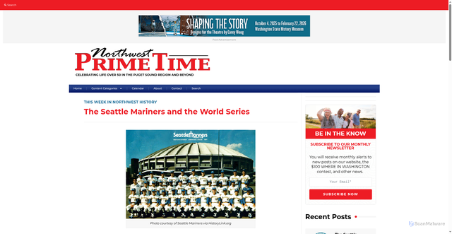 Security scan screenshot of https://northwestprimetime.com/news/2025/10/08/the-seattle-mariners-and-the-world-series/