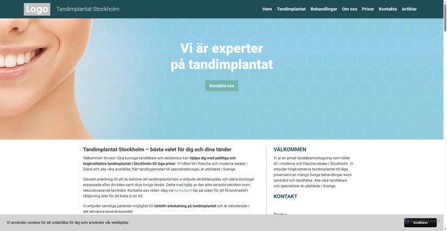 Security scan screenshot of https://tandimplantatstockholm.nu