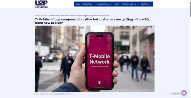 Security scan screenshot of https://www.unicodetopreeticonverter.com/t-mobile-outage-compensation/
