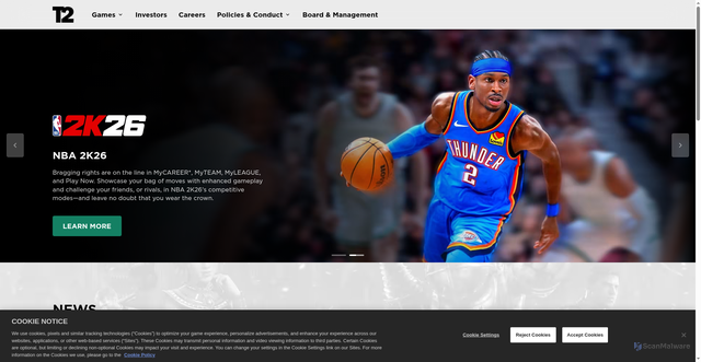 Security scan screenshot of https://www.take2games.com/
