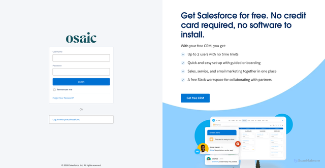 Security scan screenshot of https://osaicadvisoryservices.my.salesforce.com