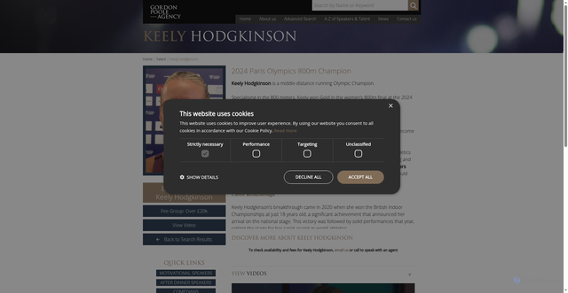 Security scan screenshot of https://www.gordonpoole.com/talent/keely-hodgkinson/
