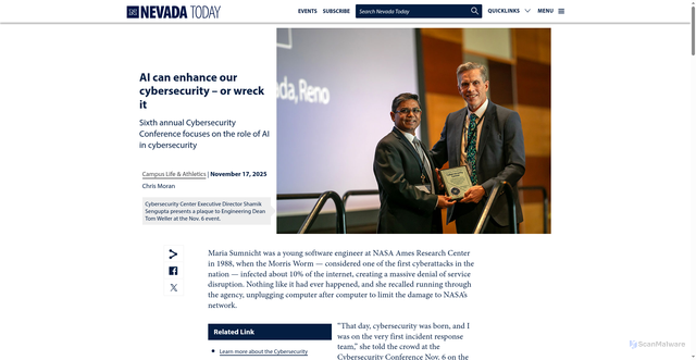 Security scan screenshot of https://www.unr.edu/nevada-today/news/2025/cybersecurity-conference-x452570