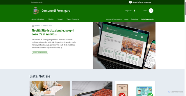Security scan screenshot of https://comune.formigara.cr.it/