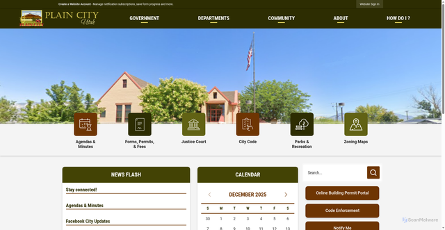 Security scan screenshot of https://plaincityutah.gov/