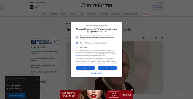 Security scan screenshot of https://www.observer-reporter.com/columns/sports_column/2025/nov/02/in-praise-of-the-outdoorsmans-wife/