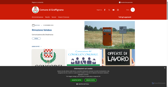 Security scan screenshot of https://www.comune.graffignana.lo.it/it