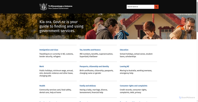 Security scan screenshot of https://www.govt.nz/