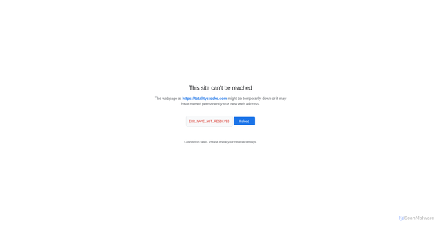 Security scan screenshot of http://totalitystocks.com/